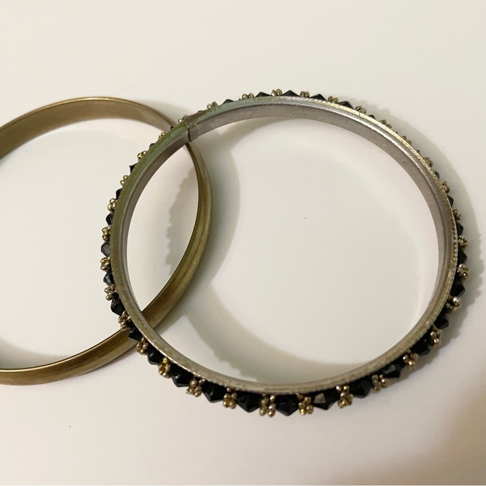 Boho Chic Mixed Metal Bangle Set Stackable Bracelets - Picture 13 of 15